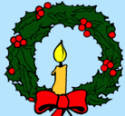 Dibujo Corona de navidad y una vela pintado por Estefpanny
