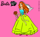 Dibujo Barbie vestida de novia pintado por rosela