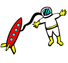 Dibujo Cohete y astronauta pintado por juanpirili