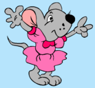 Dibujo Rata con vestido pintado por rata