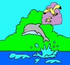Dibujo Delfín y gaviota pintado por doqi
