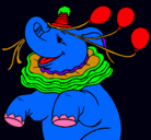 Dibujo Elefante con 3 globos pintado por faku