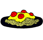 Dibujo Espaguetis con carne pintado por matrix