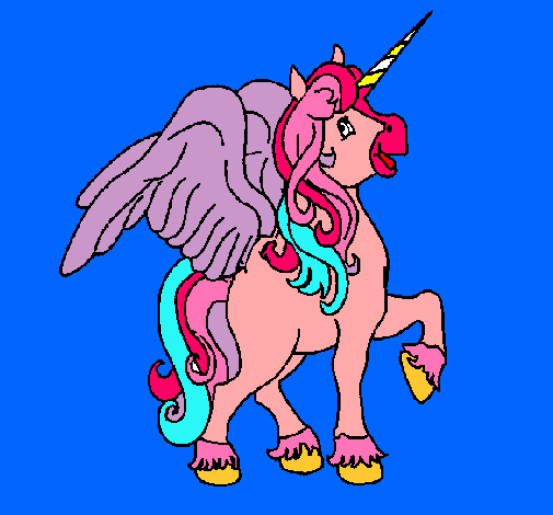 Dibujo Unicornio con alas pintado por wapixima