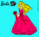 Dibujo Barbie vestida de novia pintado por novias