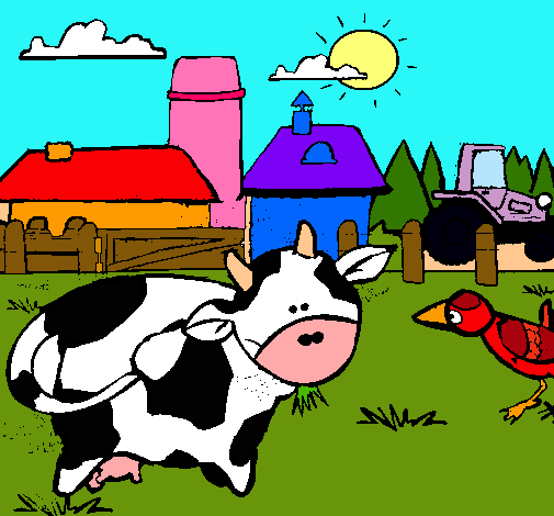 Vaca en la granja