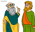 Dibujo Sócrates y Platón pintado por VALENTIINA