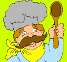 Dibujo Chef con bigote pintado por azul9