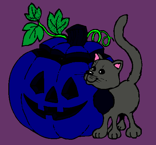 Calabaza y gato