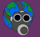 Dibujo Tierra con máscara de gas pintado por pamosa