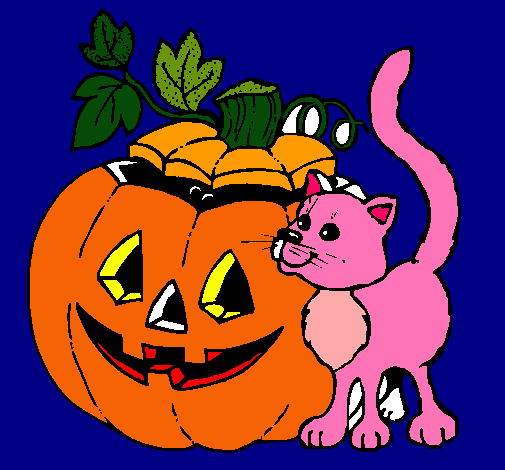 Calabaza y gato