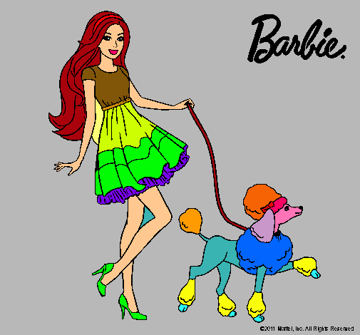 Dibujo Barbie paseando a su mascota pintado por Anita_11