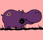 Dibujo Hipopótamo con flores pintado por ashleyp