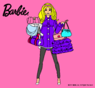 Dibujo Barbie de compras pintado por negrita