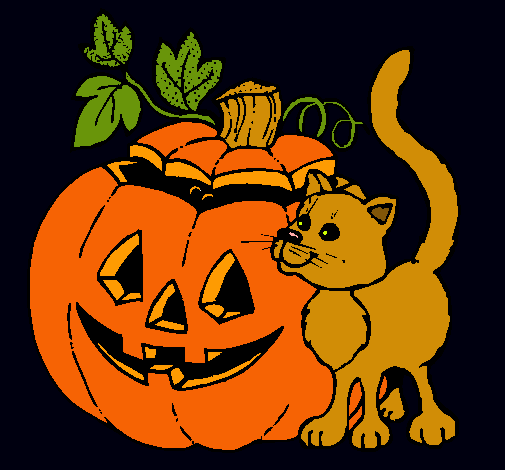 Calabaza y gato