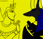 Dibujo Ramsés y Anubis pintado por mael