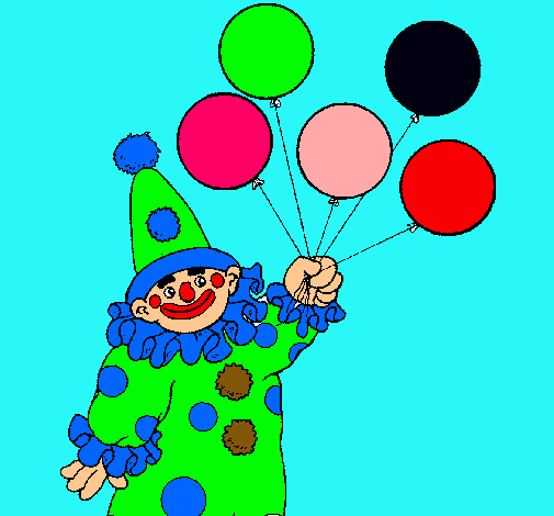 Dibujo Payaso con globos pintado por divis