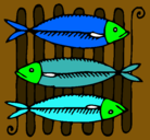 Dibujo Pescado a la brasa pintado por pescaditos
