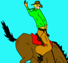 Dibujo Vaquero en caballo pintado por umita