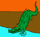 Dibujo Aligátor entrando al agua pintado por saira