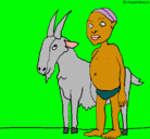 Dibujo Cabra y niño africano pintado por guap