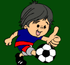 Dibujo Chico jugando a fútbol pintado por pibito