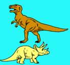 Dibujo Triceratops y tiranosaurios rex pintado por NYCO