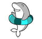 Dibujo Delfín con flotador pintado por pinki