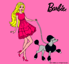 Dibujo Barbie paseando a su mascota pintado por laba