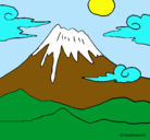 Dibujo Monte Fuji pintado por cara