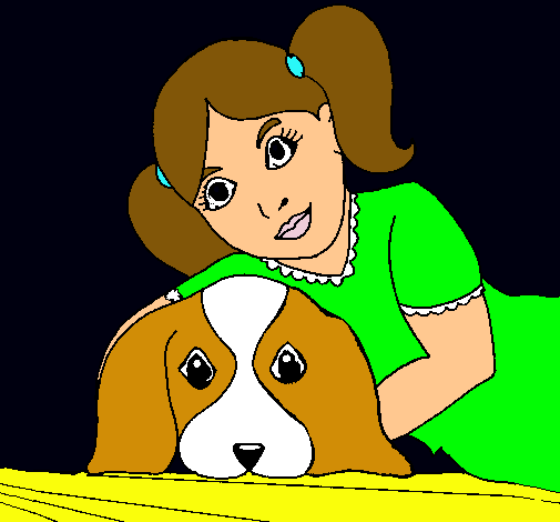 Dibujo Niña abrazando a su perro pintado por 37124