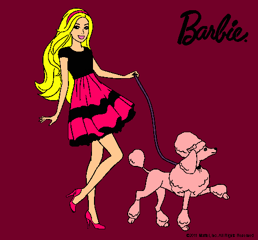 Dibujo Barbie paseando a su mascota pintado por Lina