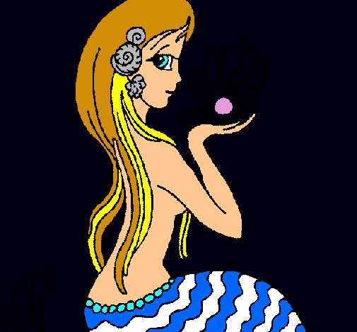 Dibujo Sirena y perla pintado por 37124