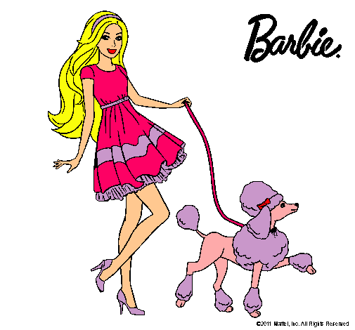 Dibujo Barbie paseando a su mascota pintado por areymimarchena