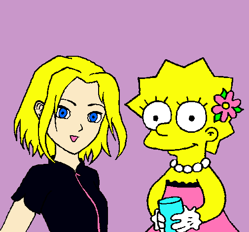 Dibujo Sakura y Lisa pintado por kritsy11