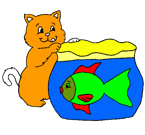 Dibujo Gato y pez pintado por superBin