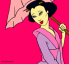 Dibujo Geisha con paraguas pintado por gjhagfhds