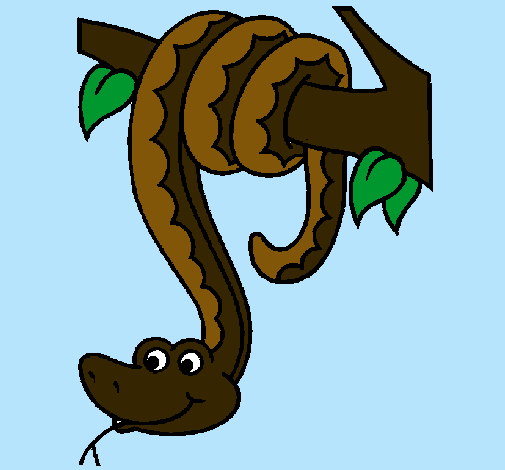 Dibujo Serpiente colgada de un árbol pintado por svent12