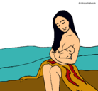 Dibujo Madre con su bebe pintado por makmi