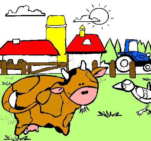 Vaca en la granja