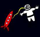 Dibujo Cohete y astronauta pintado por aingeru