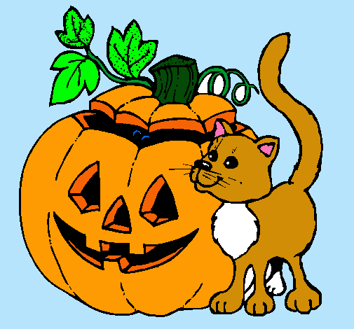 Calabaza y gato