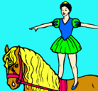 Dibujo Trapecista encima de caballo pintado por divis