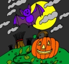 Dibujo Paisaje de Halloween pintado por cecy