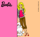Dibujo Barbie con cazadora de cuadros pintado por rosariodia