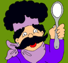 Dibujo Chef con bigote pintado por solomio