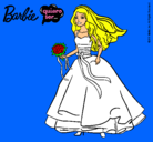 Dibujo Barbie vestida de novia pintado por leonor42