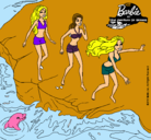 Dibujo Barbie y sus amigas en la playa pintado por BLANQUIITA