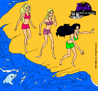 Dibujo Barbie y sus amigas en la playa pintado por yineidys