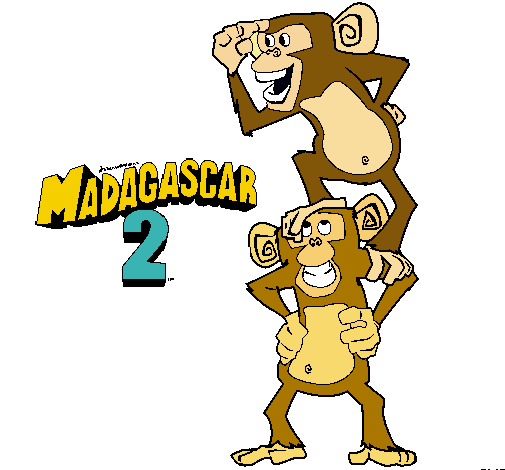Dibujo Madagascar 2 Manson y Phil pintado por Ekaitz